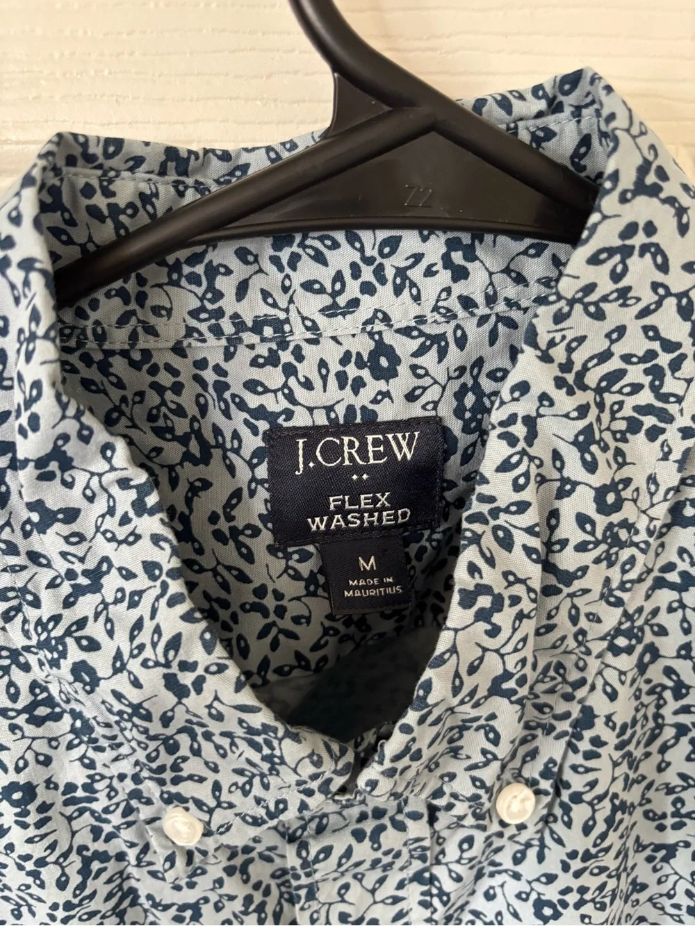 J. Crew Men's Short-Sleeve Button-Down in Light Blue Floral Print